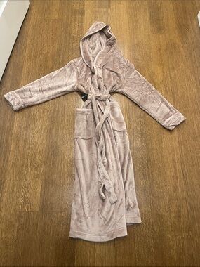 Plush Hooded Long Robe in Taupe - Soft Cozy Loungewear